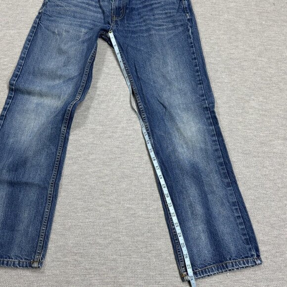 Levis Mens Blue 505 Regular Fit Straight Jeans Low Rise Teen Size 16 Reg 28X28 - Picture 10 of 12